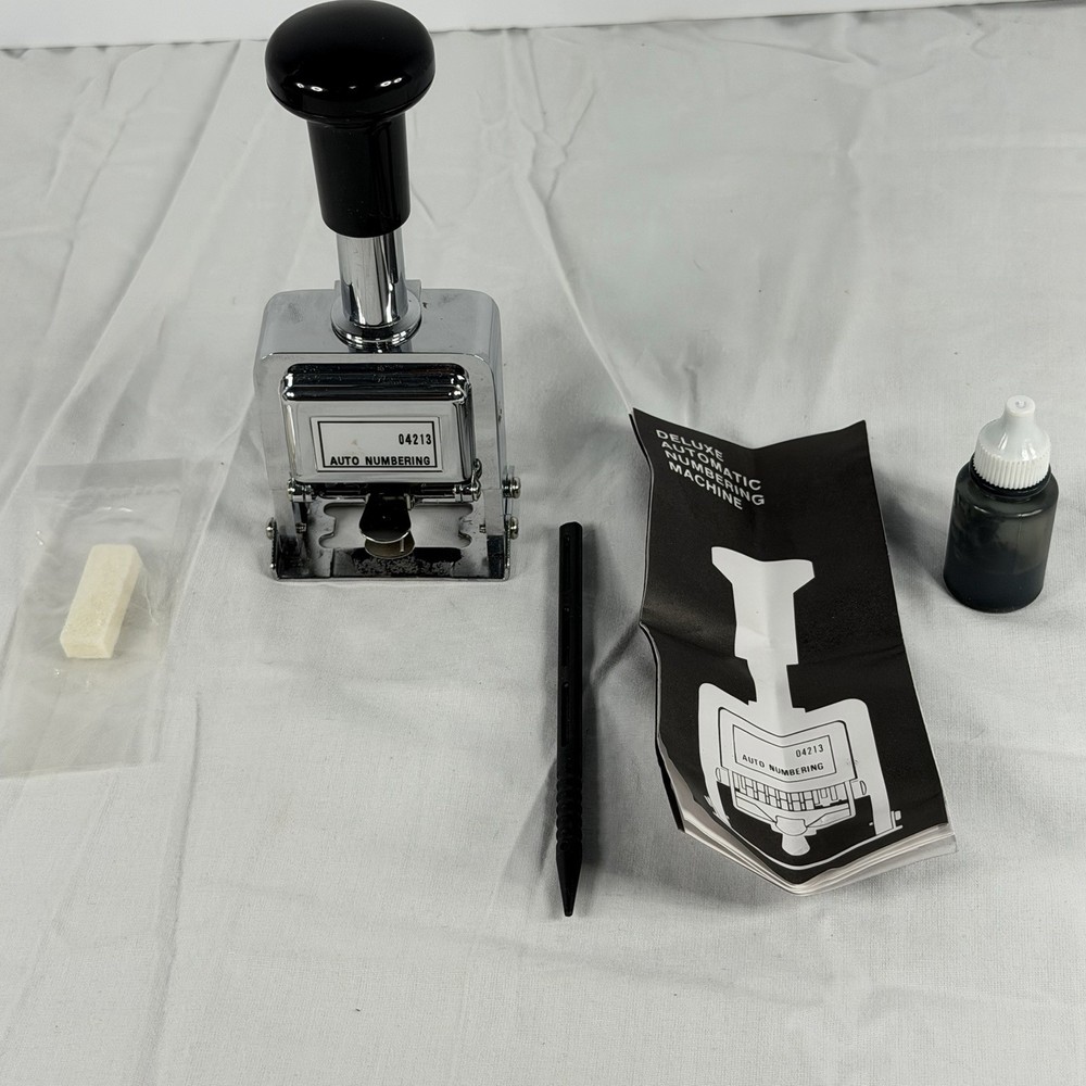Vintage Rogers Automatic Numbering Machine Self Inking Original Box