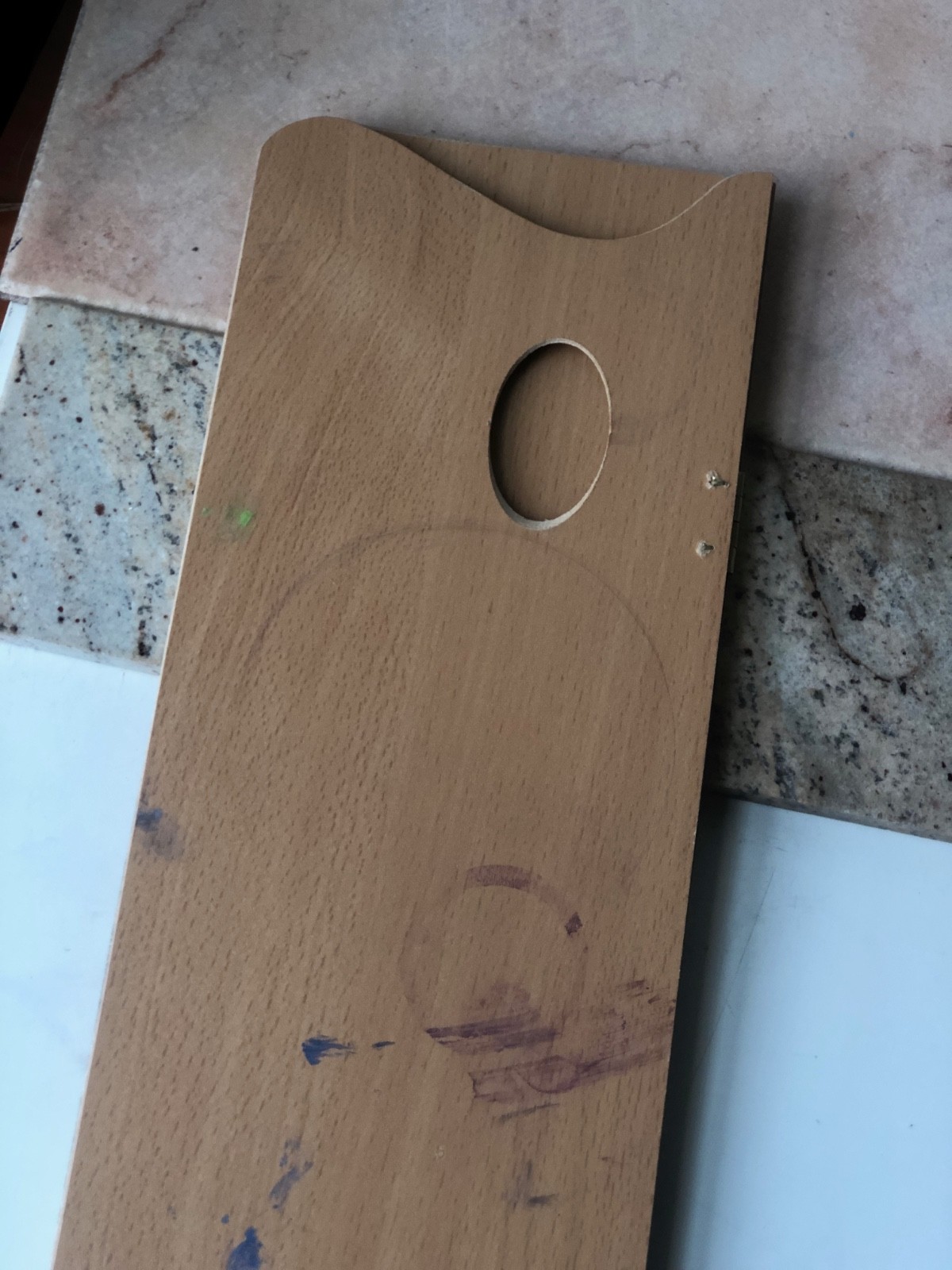 Foldable Wooden Oil Painting Artist Palette, Hinged, Travel Art Palette