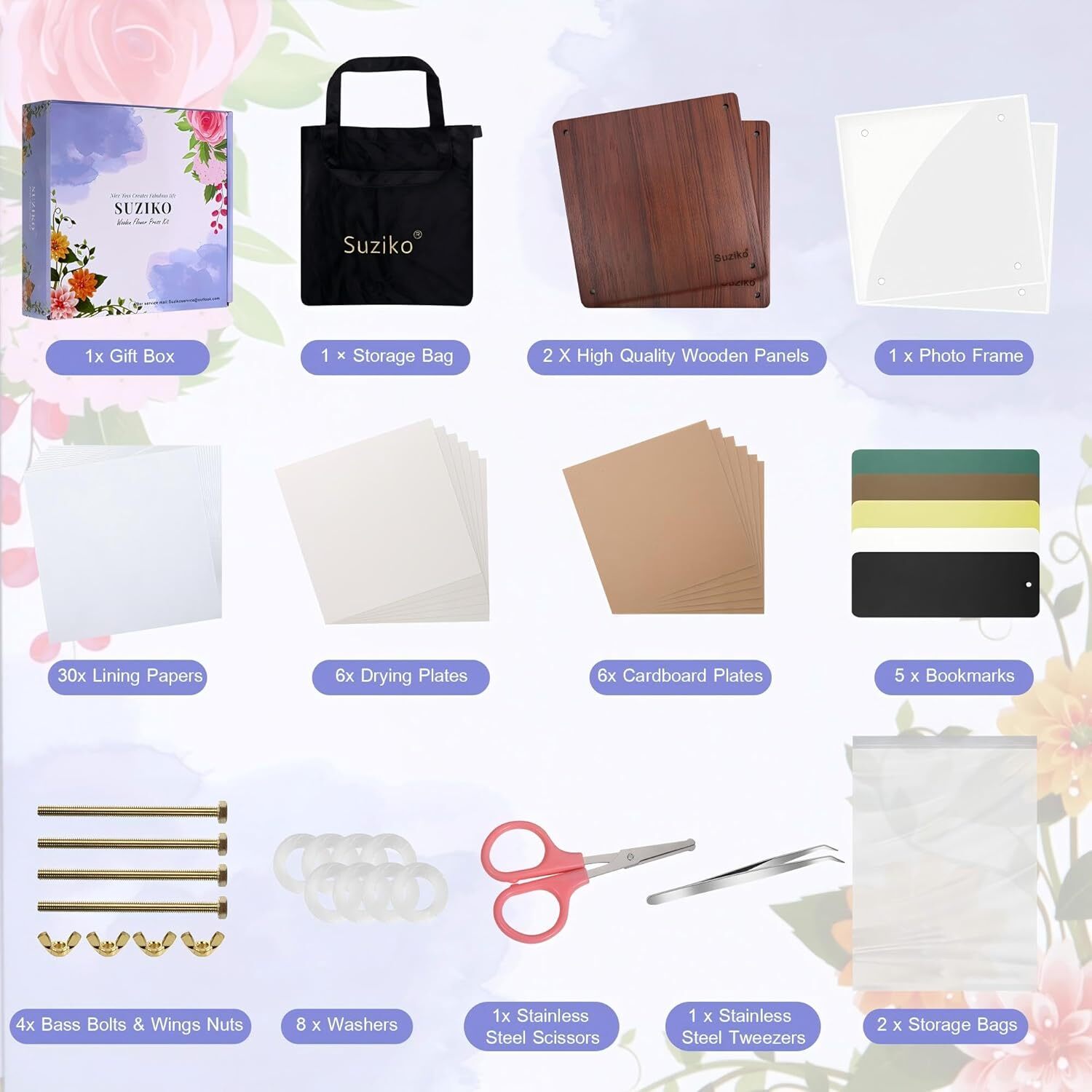 Flower Press-Flower Press Kit 10x10 inches with Storage Bag,Large Wooden Flower
