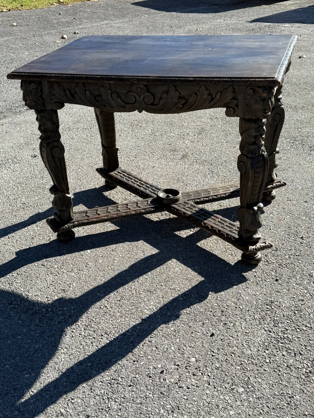 Antique 1800s carved black forest baroque Rennaissance table Carved Victorian