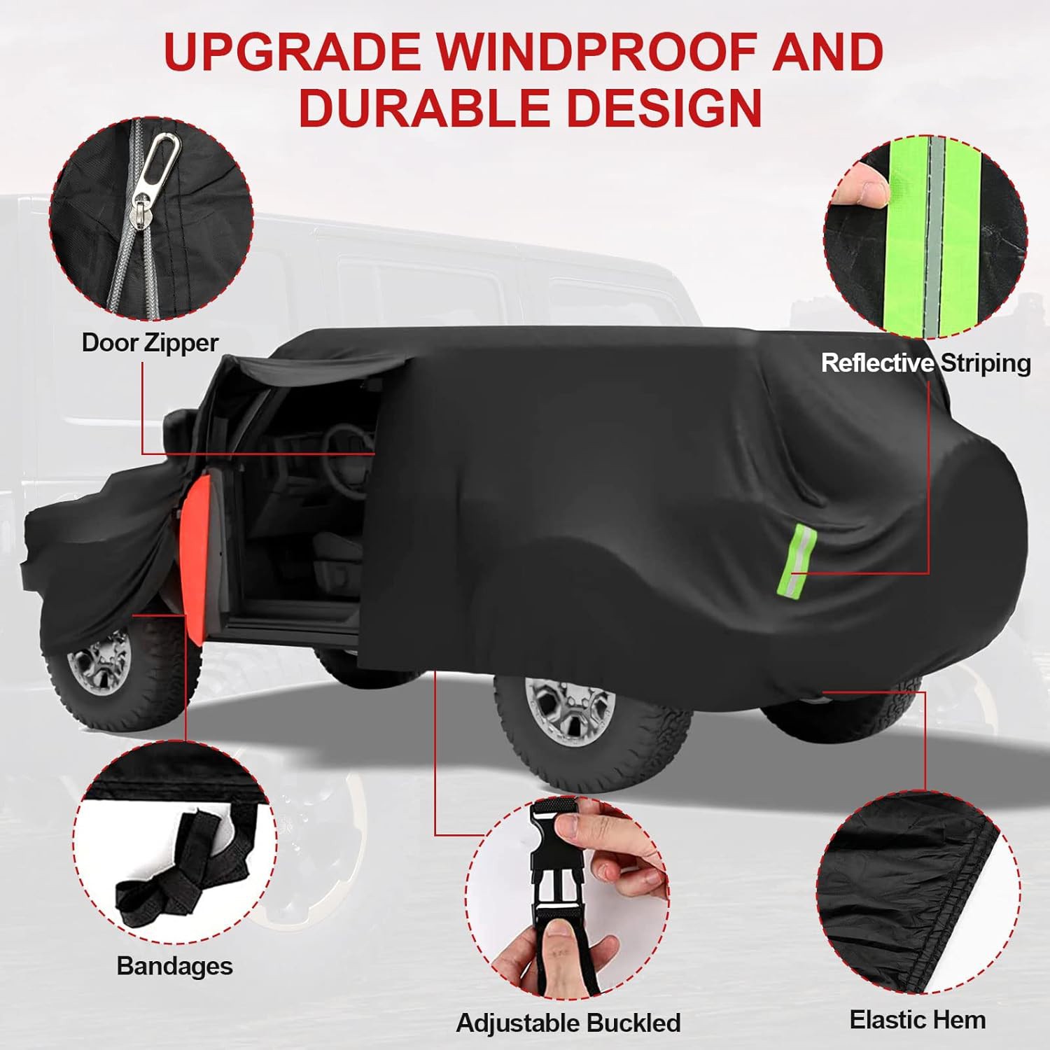 6 Layer CUSTOM FIT For Jeep Wrangler 2 Door Full Car Cover Outdoor Waterproof US