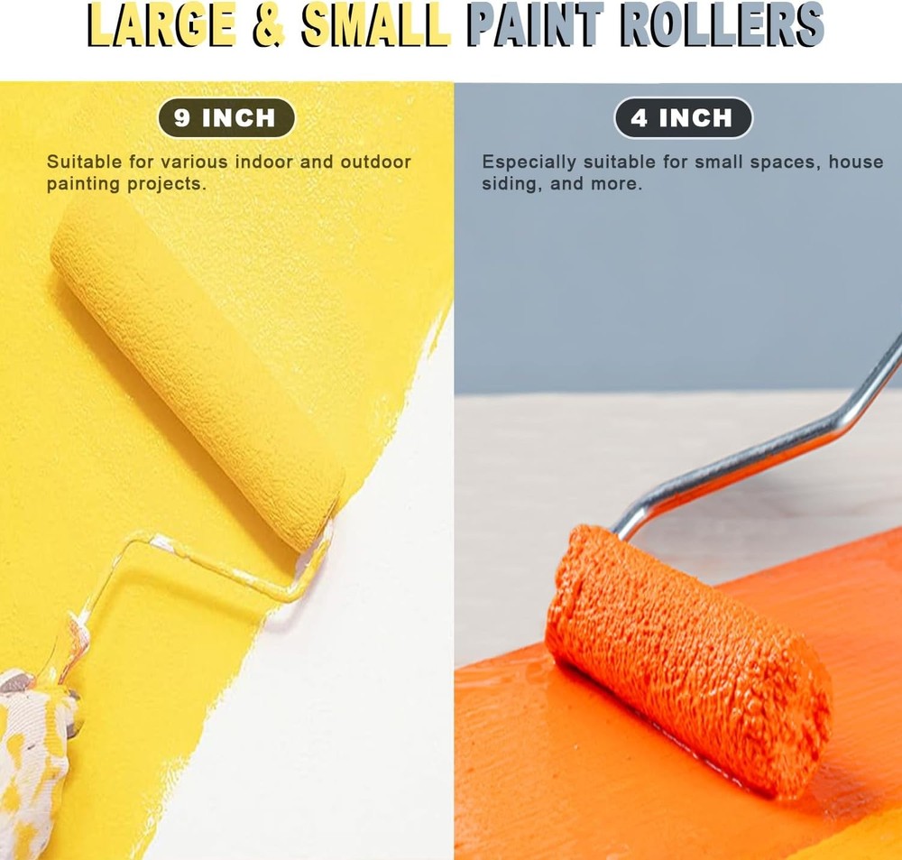 11-Piece Professional Paint Roller Kit - 9" & 4" Rollers with Extension Pole & T
