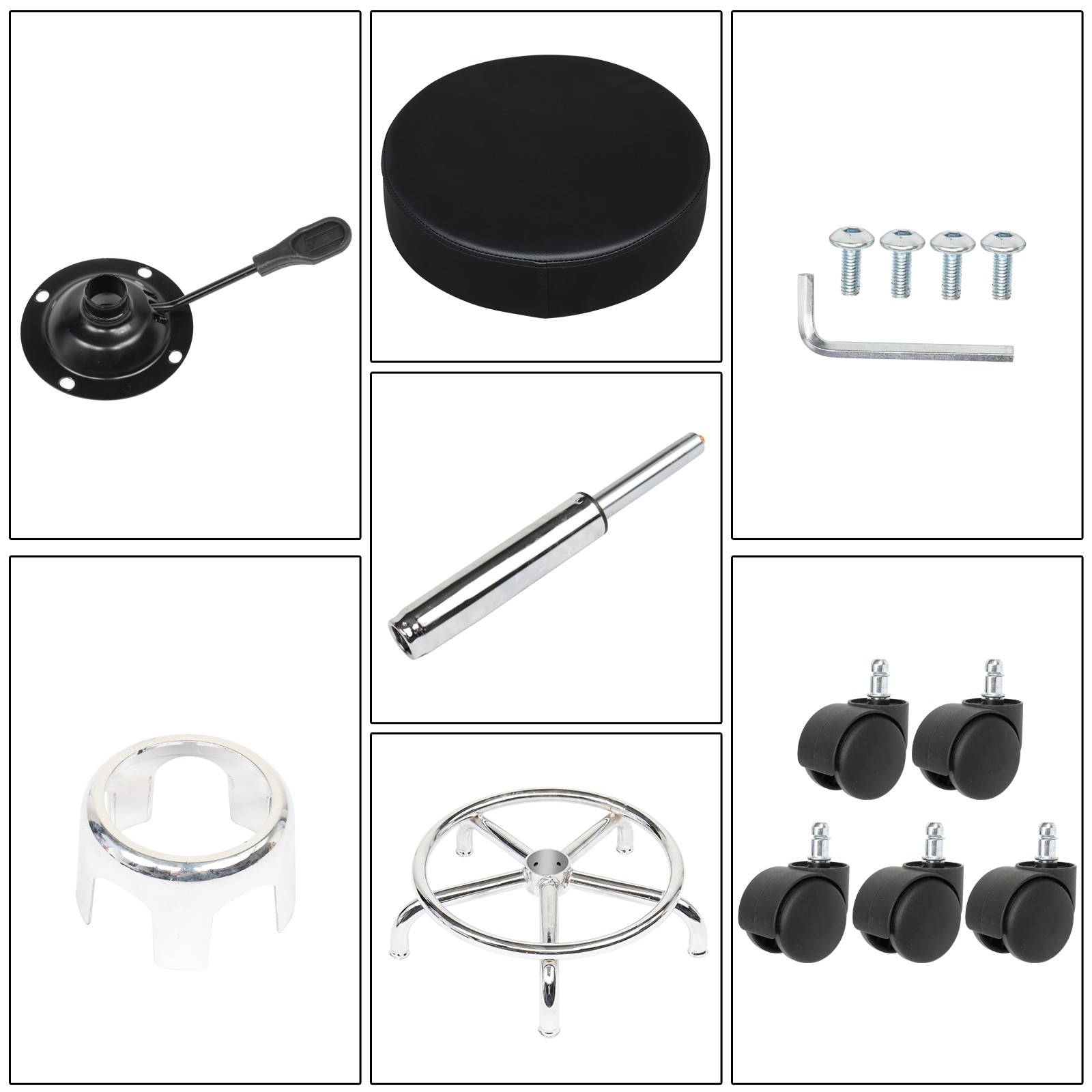 Rolling Garage Stool Adjustable Mechanic Work Shop Salon PU Leather Swivel Seat