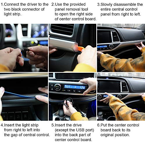 1M/39Inch Car LED Strip Light, Neon Panel Gap String Strip Light Interior Blue