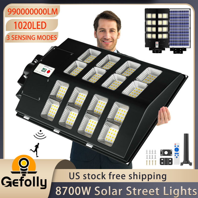 9900000000LM Commercial Solar Street Lights Outdoor Dusk to Dawn Super Bright