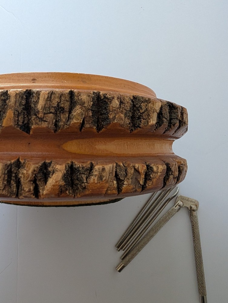 Vintage Rusticware Nut Bowl Set With Edge Tree Bark Nutcracker