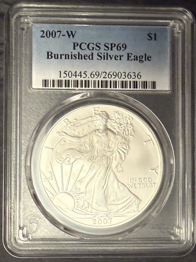 2007-W Burnished Silver Eagle PCGS SP69 Classic Blue Label