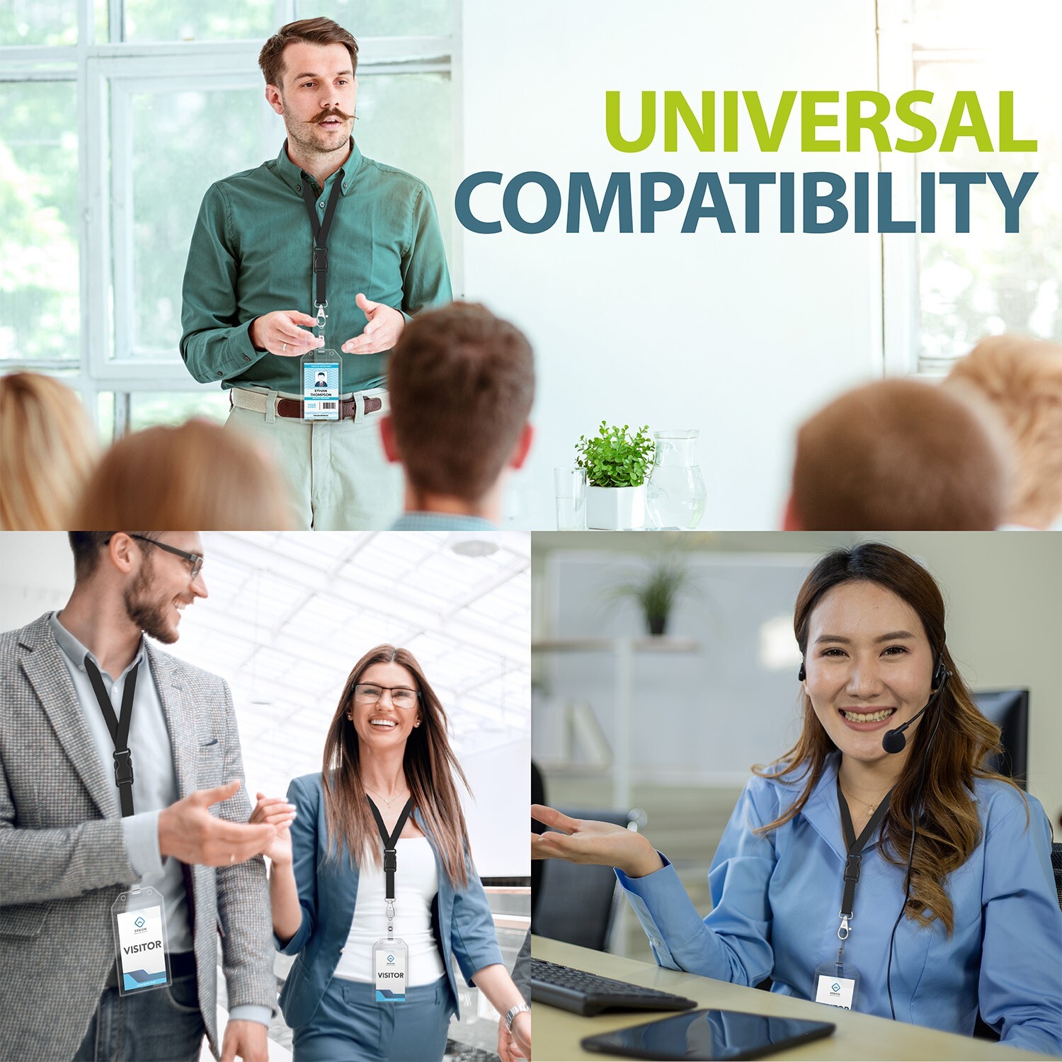 Waterproof ID Badge Holder Hard Plastic Card Case Slim Lanyard Protector Lot