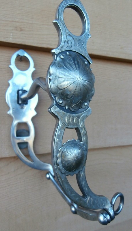 Vintage Silver Concho Low Port Heavy Weight Horse Show Curb Bit 2 in. Conchos