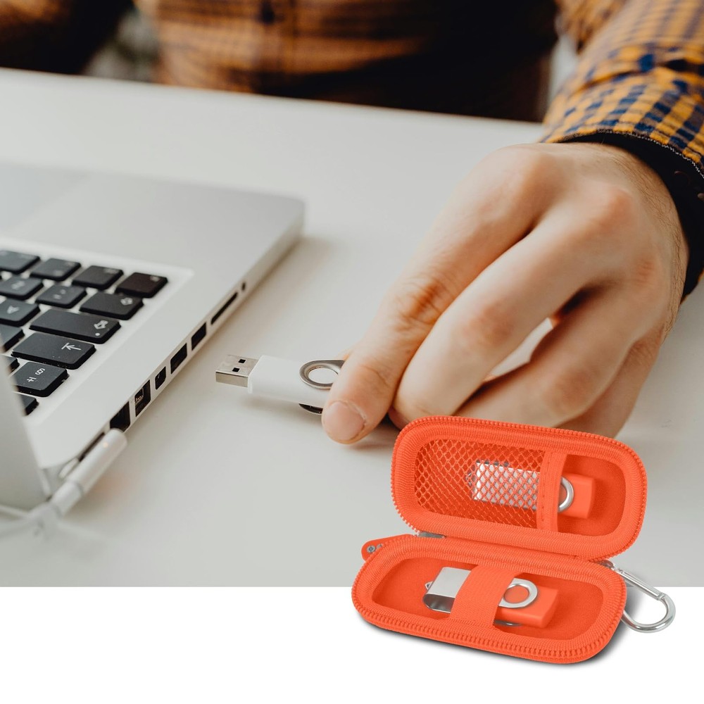 USB Flash Drive Case, SD Card Holder Compatible with Thumb Small, Orange