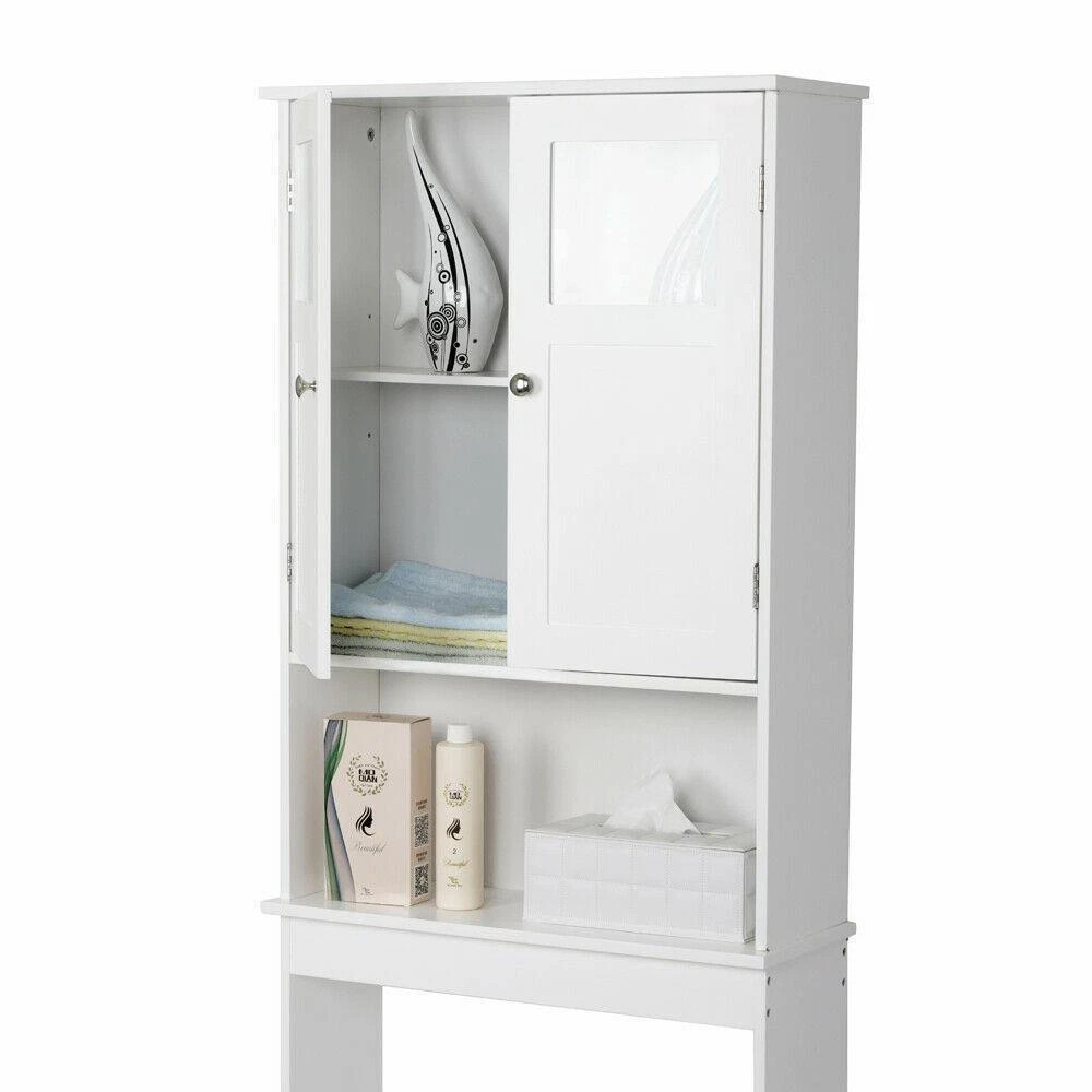 Over The Toilet Storage Cabinet Bathroom Shelf Organizer with Anti-Tip Device