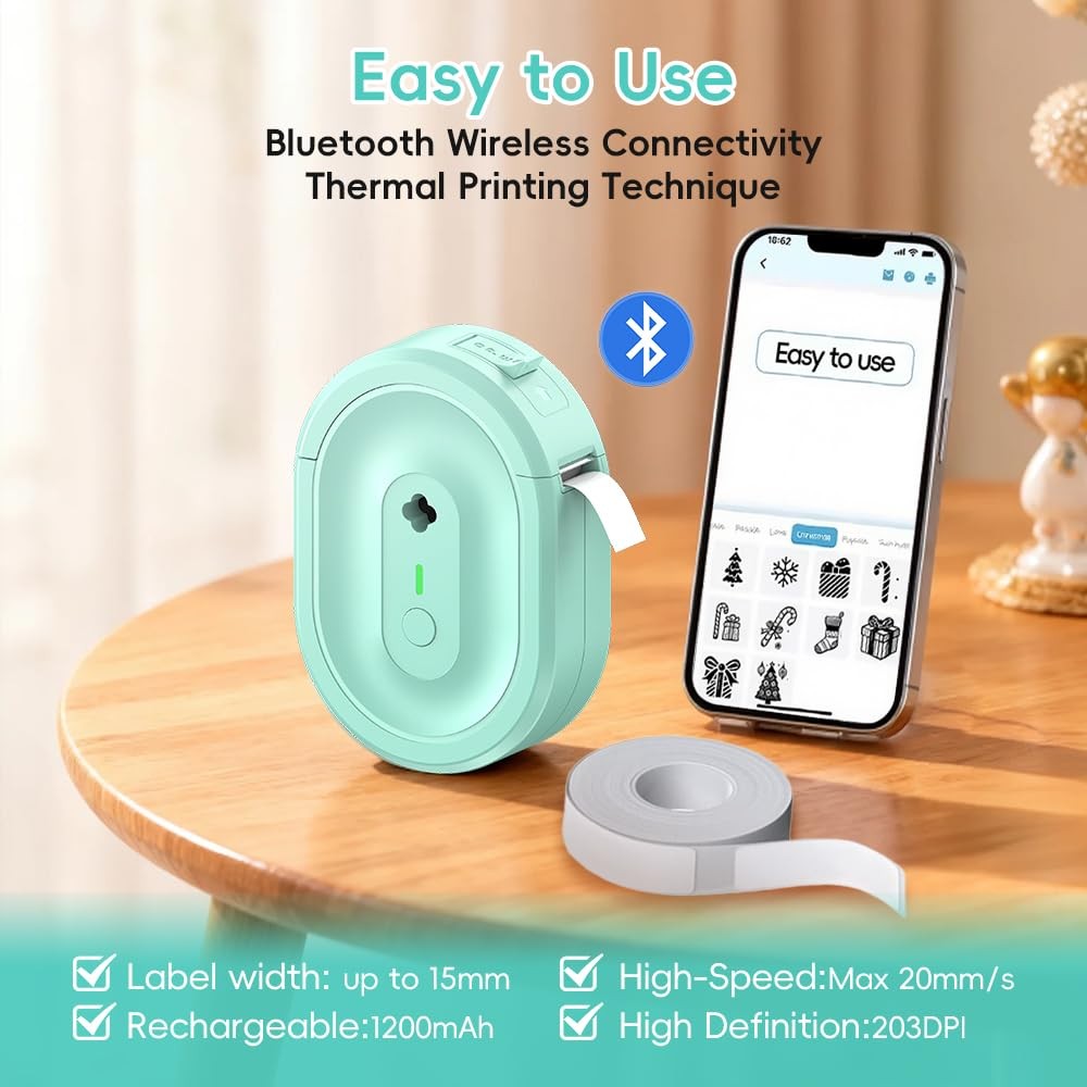 Label Maker Machine,N12 Portable Bluetooth Mini half inch, Green