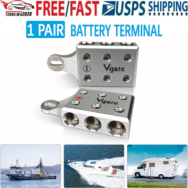 Vgate 6x1/0 AWG Gauge Post Battery Terminals for Lithium or AGM,M6 or 1/4”-20