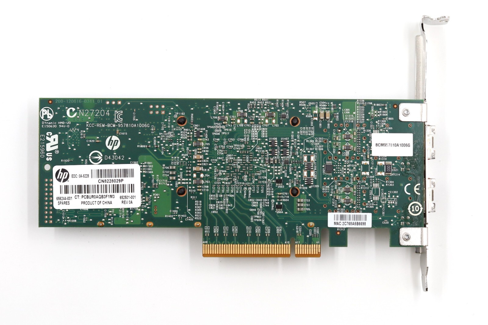 HP Ethernet Dual-Port 10GbE 530SFP+ PCIe x8 Network Adapter Card P/N: 656244-001
