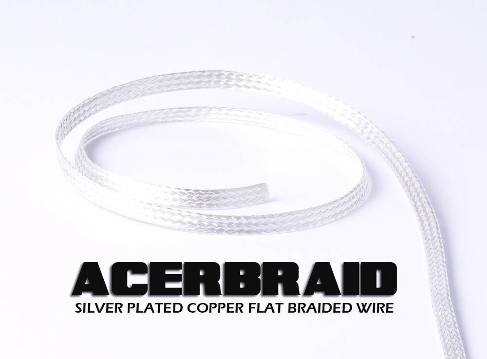 ACERBRAID Flat Braided Silver Plated Copper Wire for Electrical