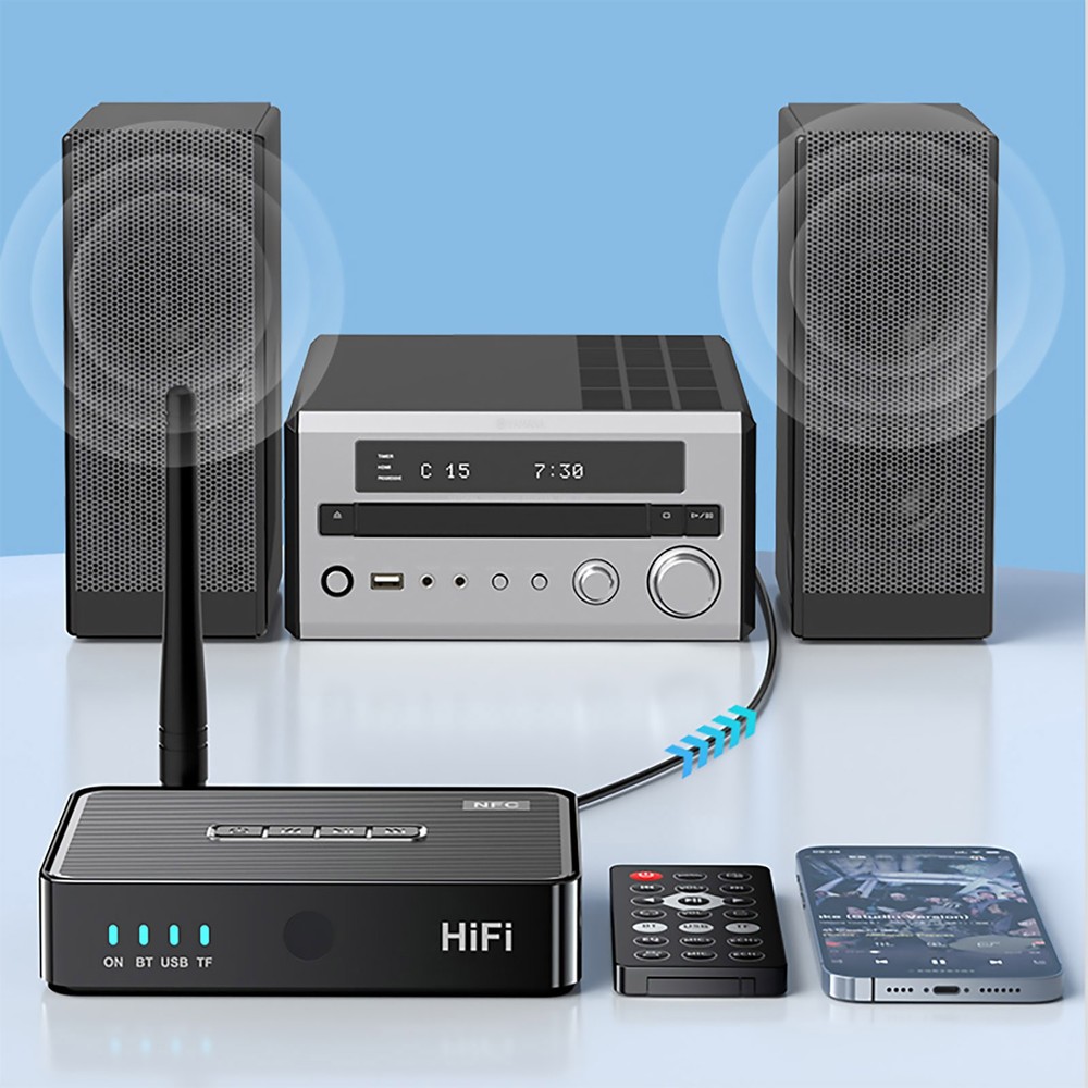 3in1 Bluetooth 5.1 Receiver Wireless NFC to RCA Stereo Audio Amplifier Adapter E