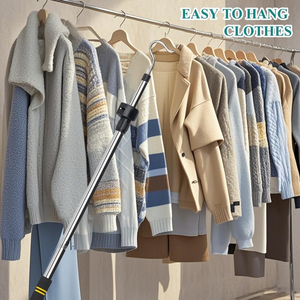 Clothes Hanger Reaching Hook Telescopic Adjustment clothes hook pole Light & can
