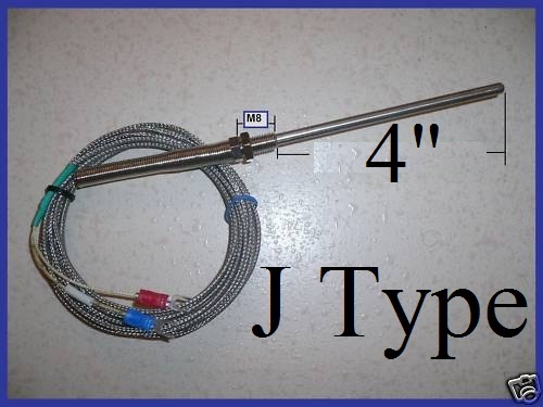 Type J Thermocouple Digital Thermometer Sensor Probe 4" Temperature Controller
