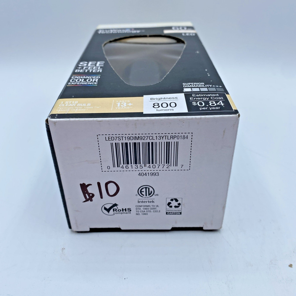 LED Bulb, Decorative, ST19 Lamp, 60 W Equivalent, E26 Lamp Base, Dimmable
