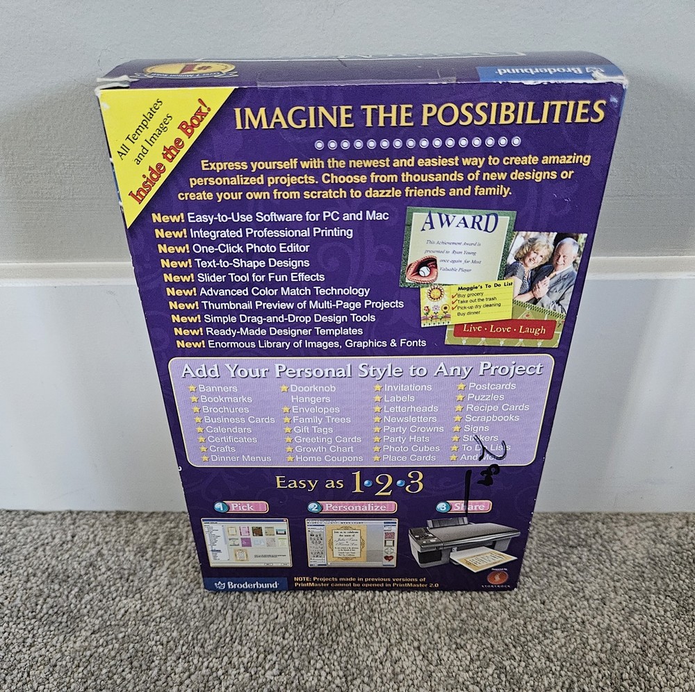 Print Master Platinum 2.0, PC And Mac Compatible, Broderbund