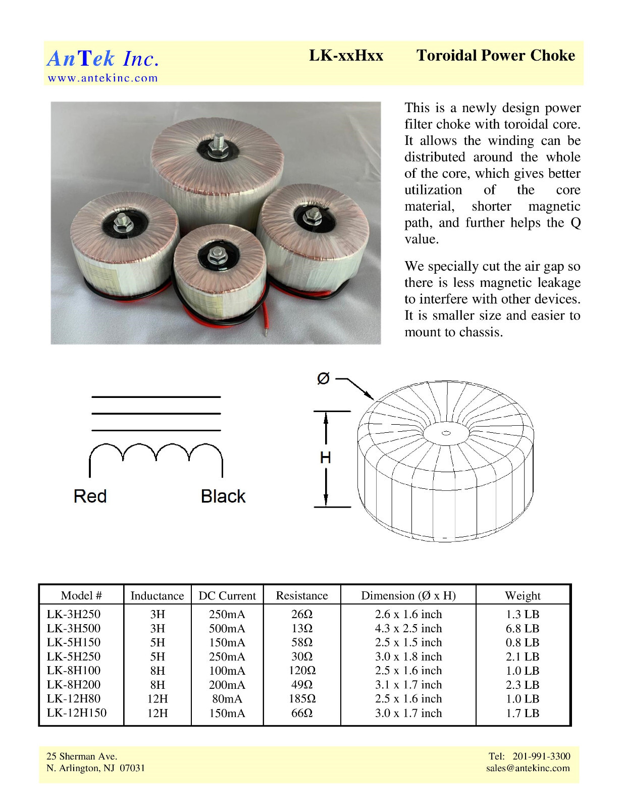 Filter Choke 5H 250mA Tube Power Supply Filter wtih Cover Antek LK-5H250C