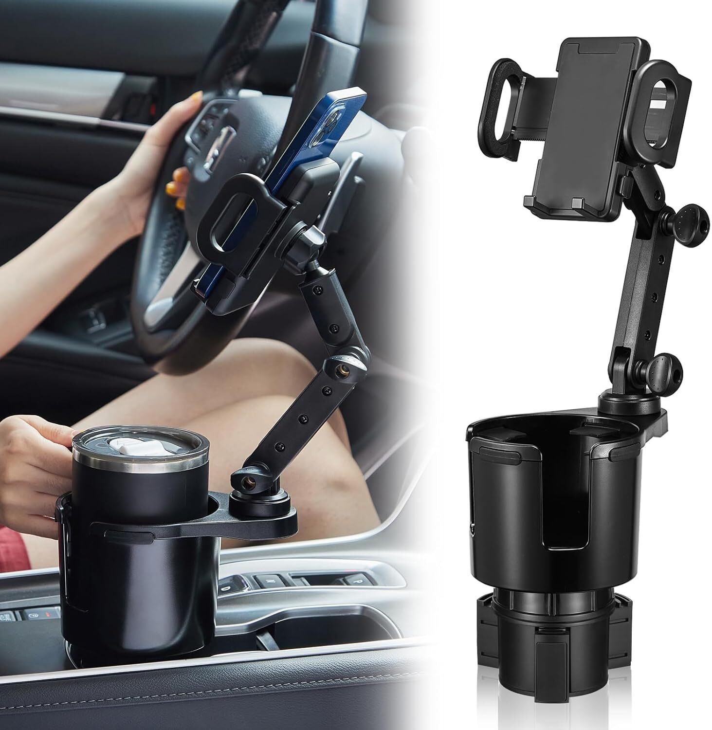 Car Cup Holder Phone Mount Universal Auto Cell Phone Stand with Drink Expand