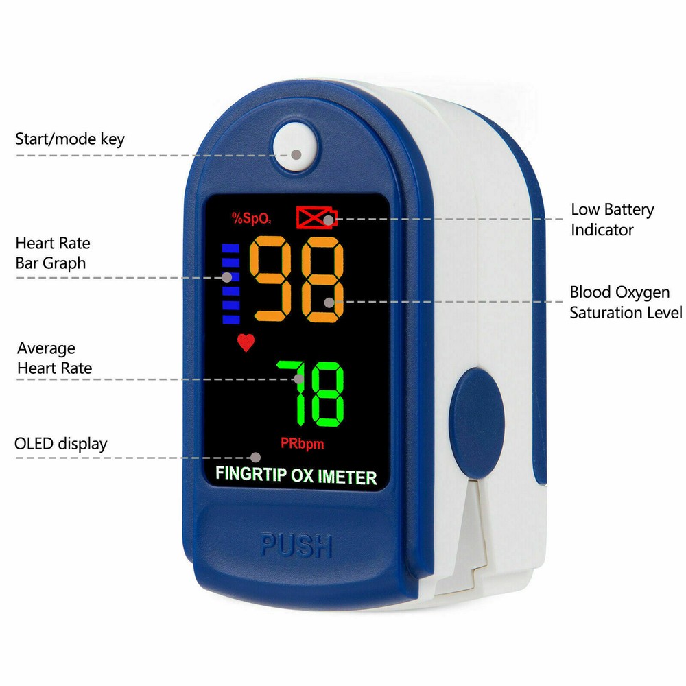 LED display fingertip pulse oximeter SpO2 oxygen saturation detector