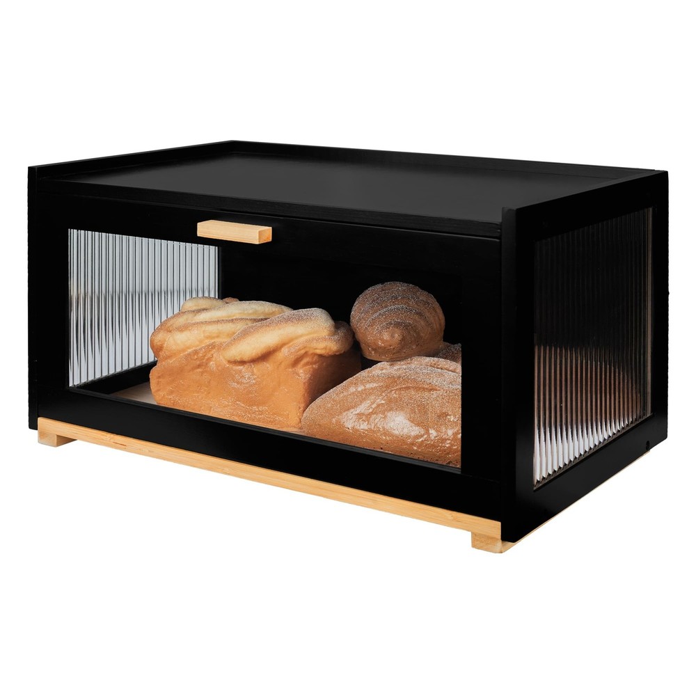 MinBoo Bread Box for Kitchen Counter, Large Bamboo Bread Storage Container wi...