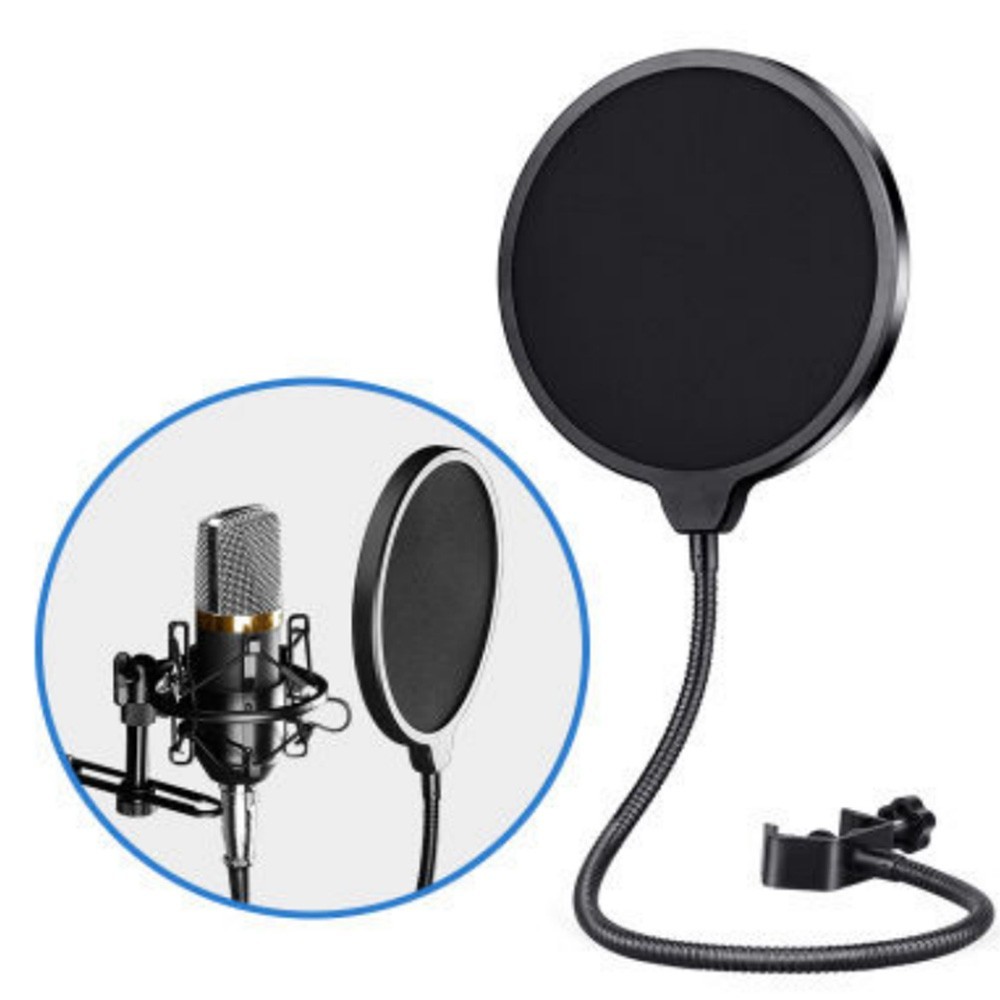 Studio Microphone Pop Filter Double Layer Wind Screen Mask Dust Cover