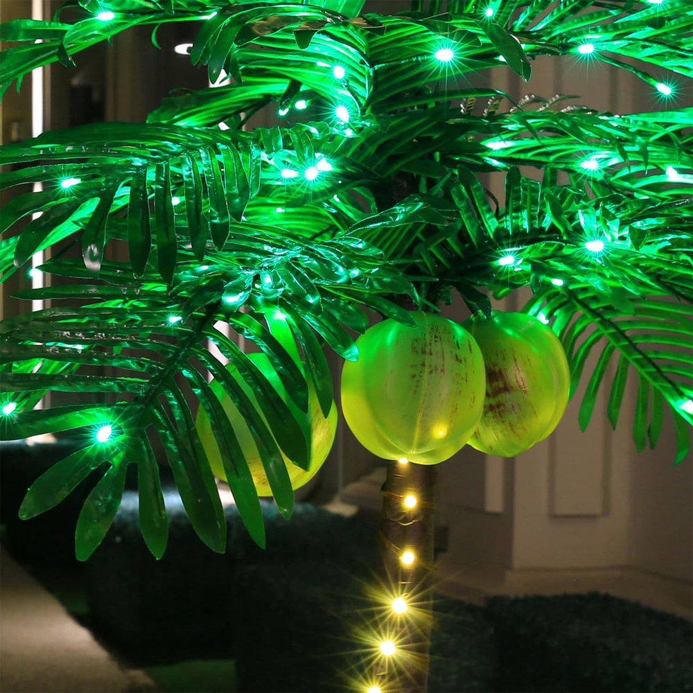 5Ft Lighted Palm Tree with Glowing Coconuts - Dimmable, UL Certified, Waterproof