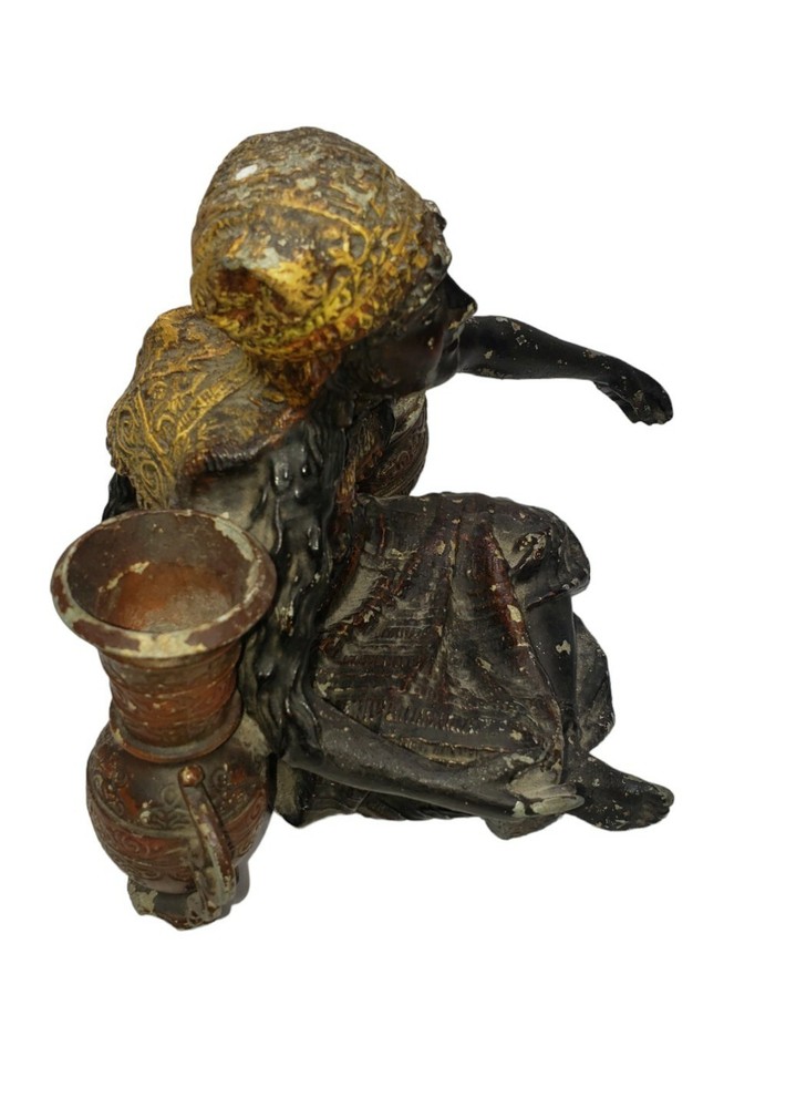Antique Orientalist Merchant Cold Painted Spelter Figurine Statue