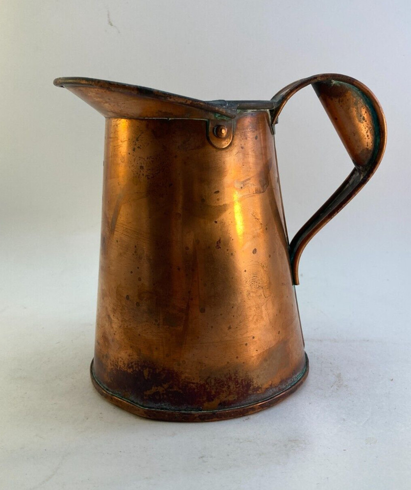 Vintage Copper Pitcher Jug Tin Lined 1 Quart