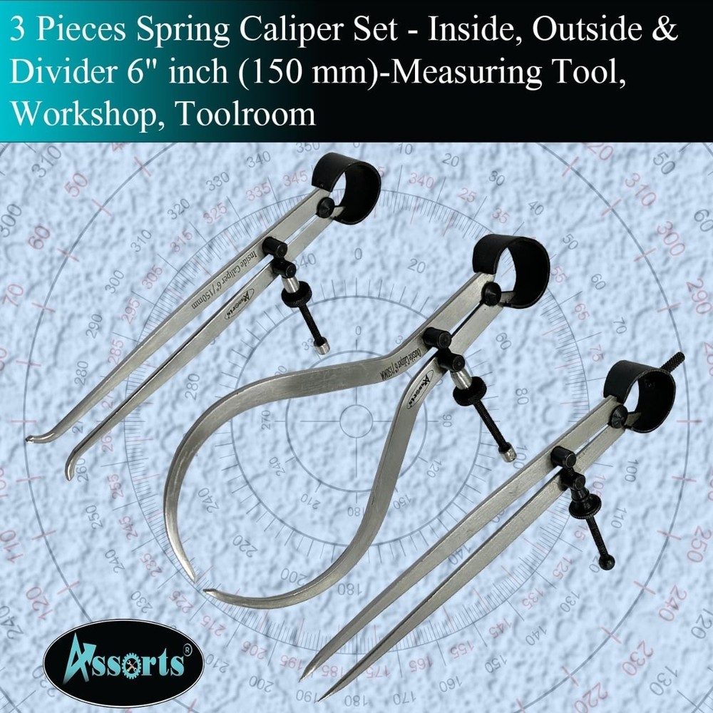 Assorts 3-Pc Spring Caliper Set 6″ (150 mm) – Inside, Outside & Divider