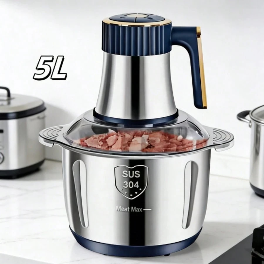 5L Electric Meat Grinder & Food Processor, Multi-Function Blender for Vegetables