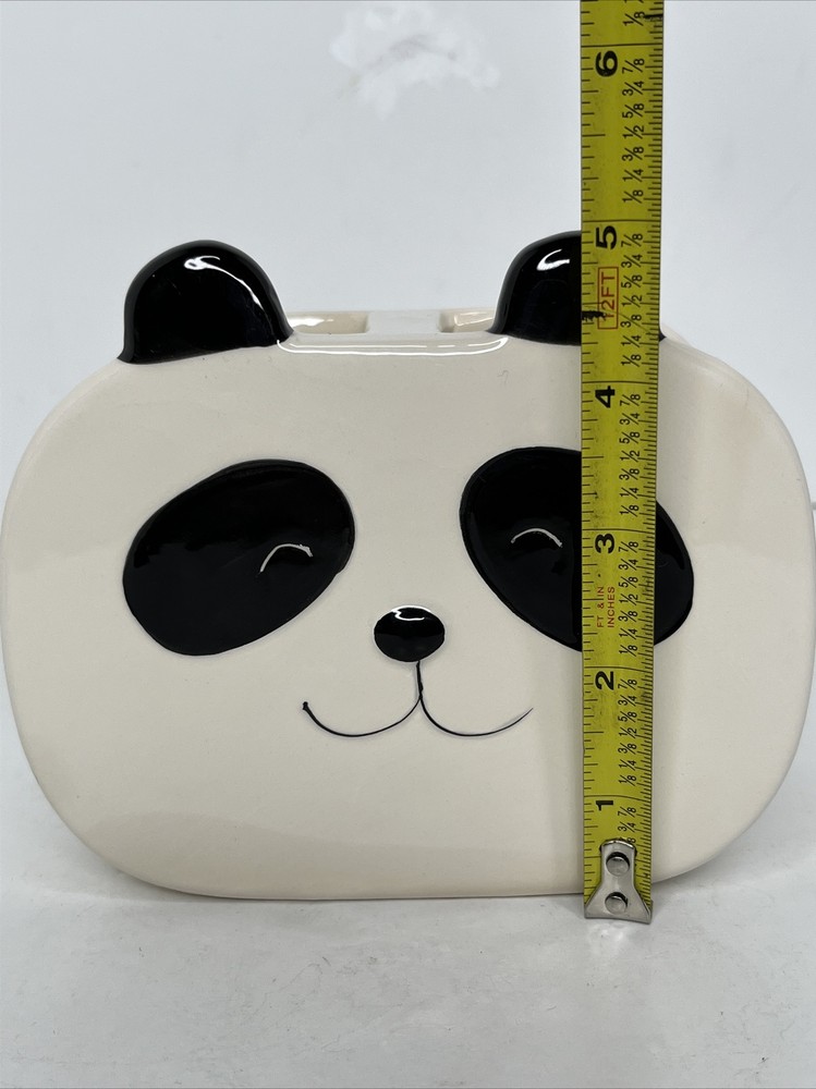 Isaac Jacobs Ceramic Panda Head 2-Section Multipurpose Organizer Caddy Vase READ