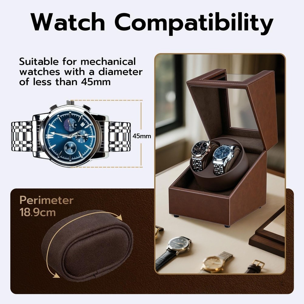 Automatic Rotation Double Watch Winder Box Leather Storage Display Case Gift new