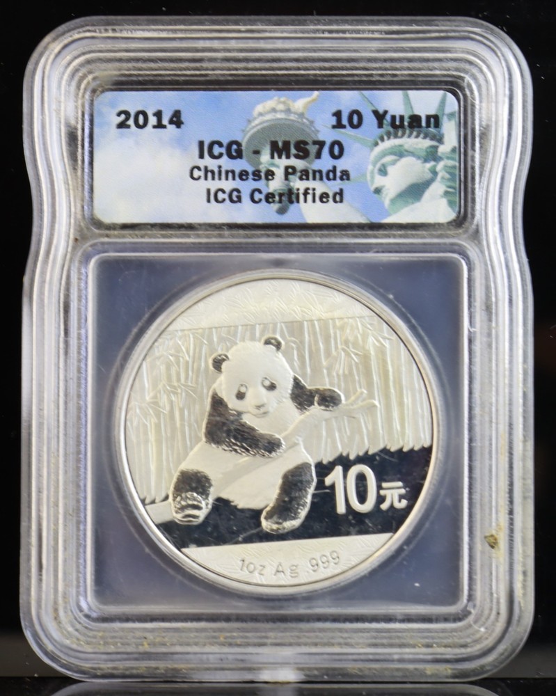 2014 1oz 10Y China Silver Panda ICG MS70
