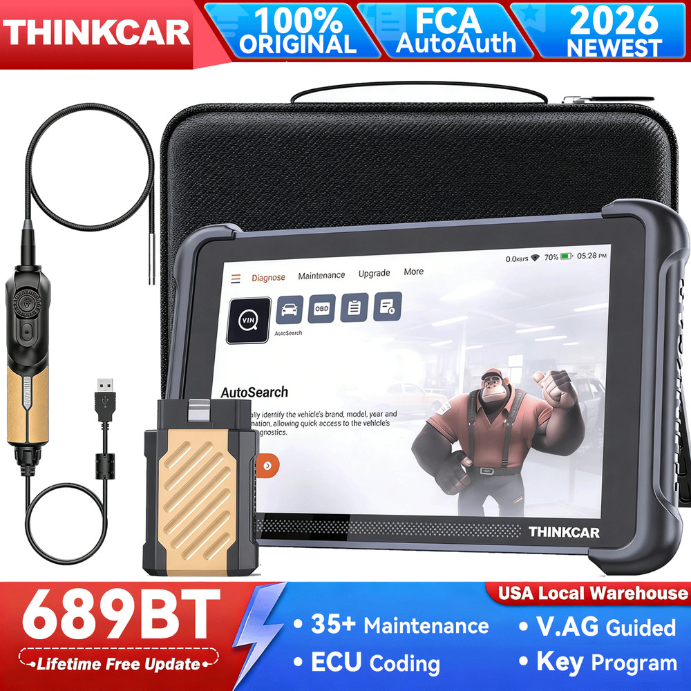 THINKCAR 689BT OBD2 Diagnostic Tool ECU Coding Scanner + Endoscope CANFD & DOIP
