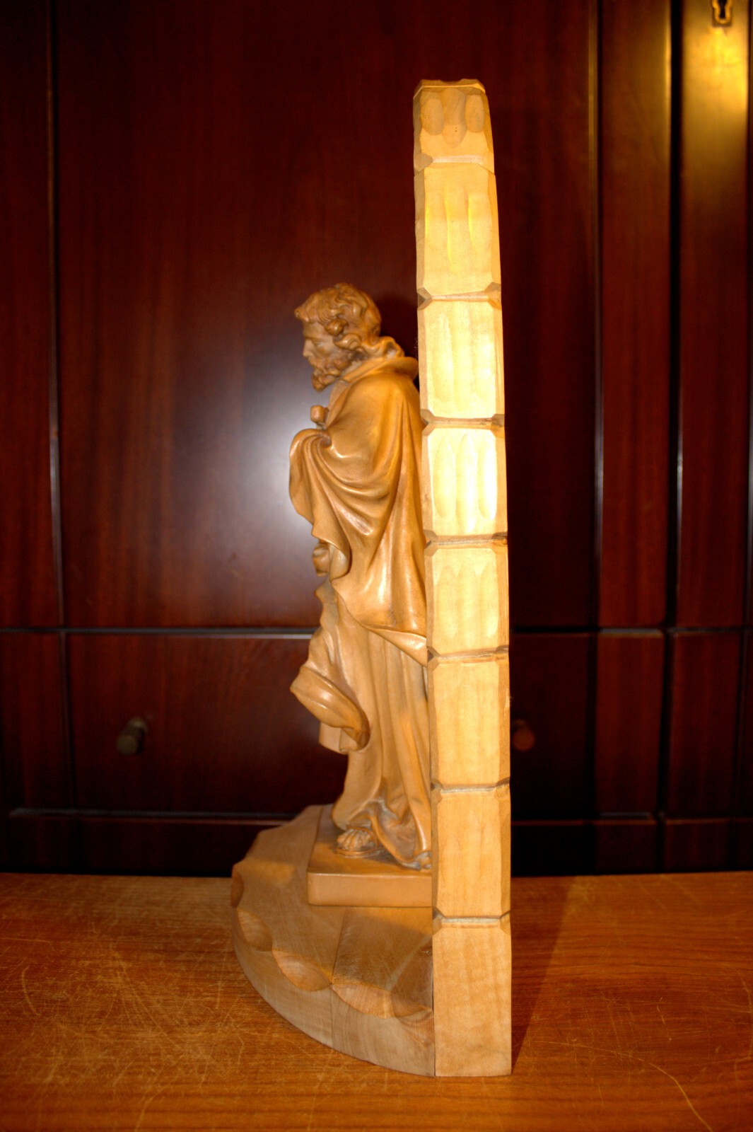 11.6"/16" HAND CARVED WOOD PATRON SAINT JOSEPH CARPENTER FIGURE STATUE SCULPTURE