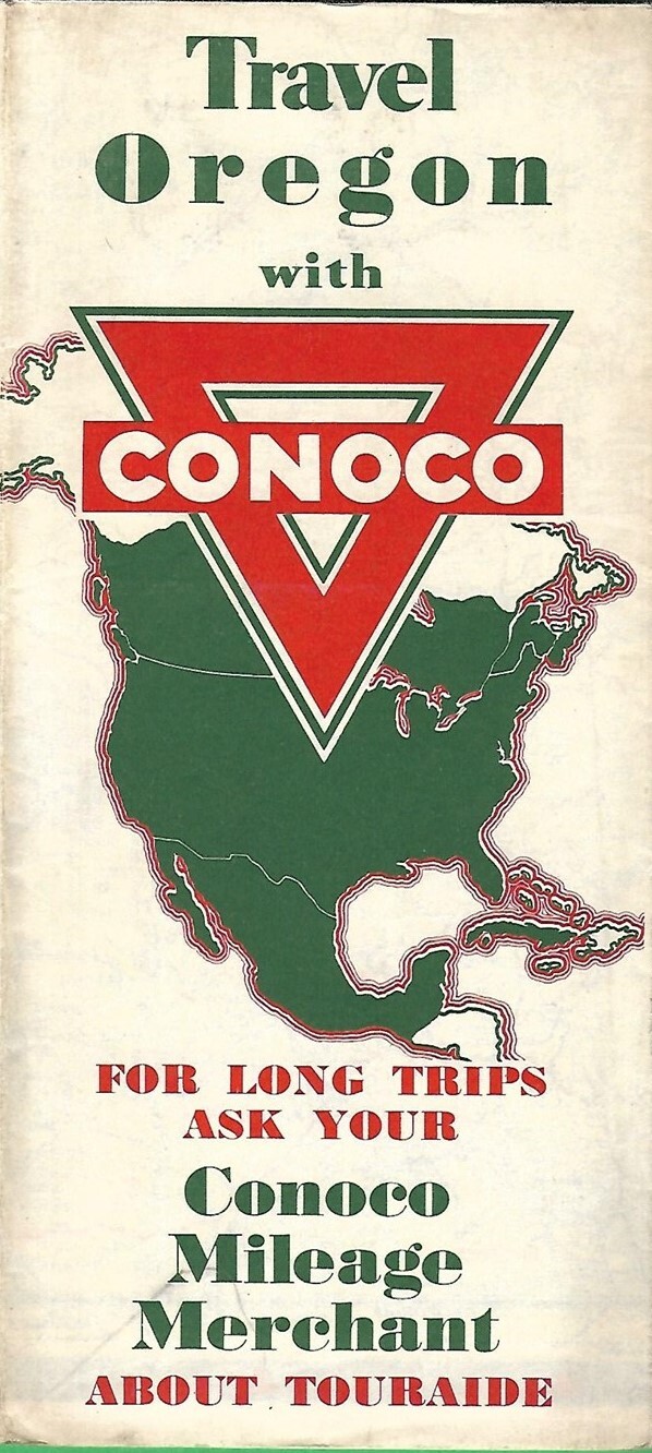 1946 CONOCO Road Map OREGON Columbia River Highway Portland Crater Lake Nat'l Pk
