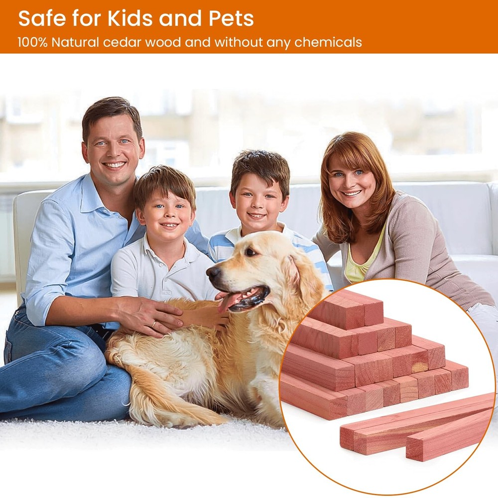 Homode Cedar Blocks for Clothes Storage, 50Pcs Cedar Sticks, Aromatic Red Ced...