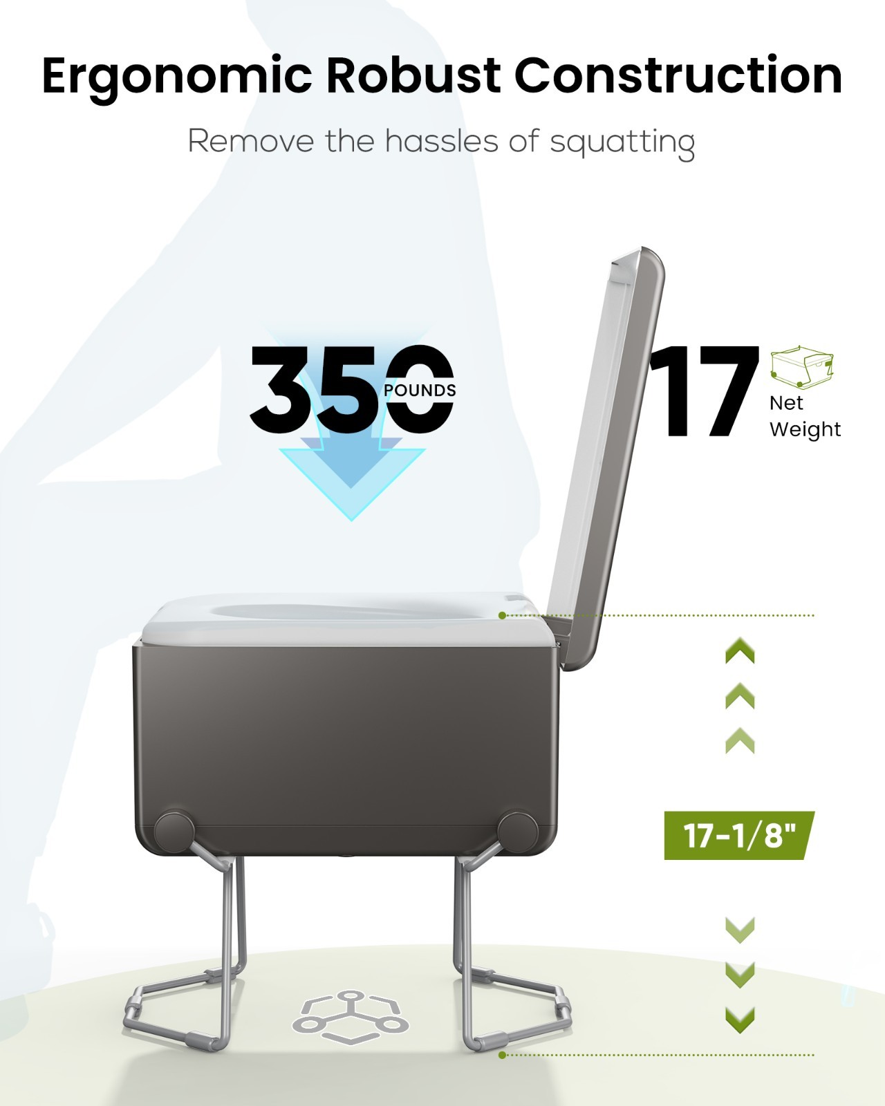 LE-310 Grey Dry Flush Toilet – Waterless, Odorless, Self-Contained Portable