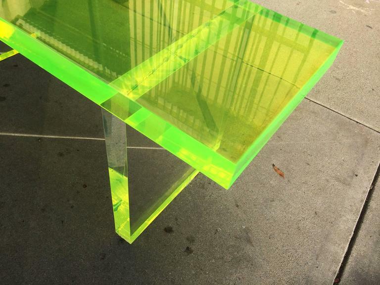 Lime Green Lucite Bench by Cain Modern