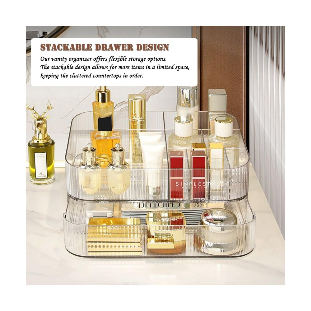 Makeup Organizer with Drawers, Stackable Cosmetics Organizer, Large Make Up O...