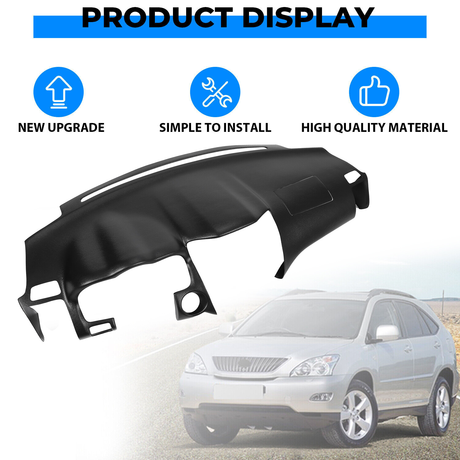Black Dash Cover Dashboard Overlay Cap For 2004-2009 Lexus RX350 RX400H RX330