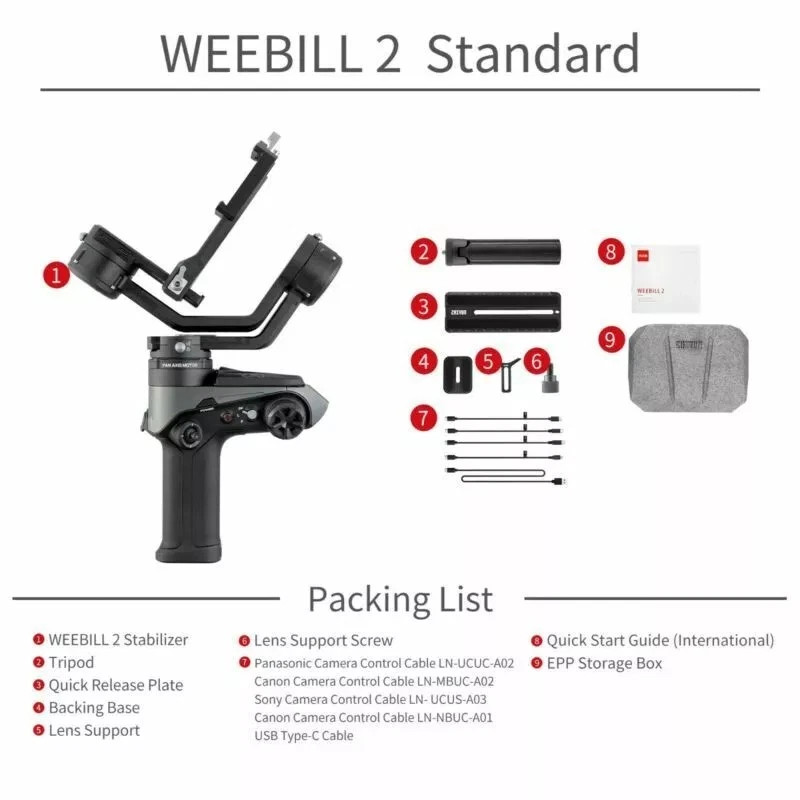 ZHIYUN Weebill 2 Official Handheld Gimbal Stabilizer for DSLR Mirrorless Camera