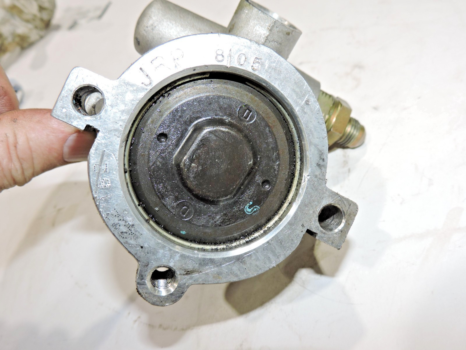 Jones aluminum power steering pump for remote tank Late Model Nascar hot rod