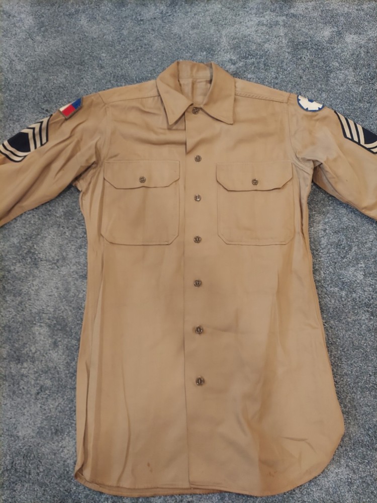 WWII Uniform Grouping - WW2 Sergeant Uniform Set - Jacket, Pants, Overcoat Etc