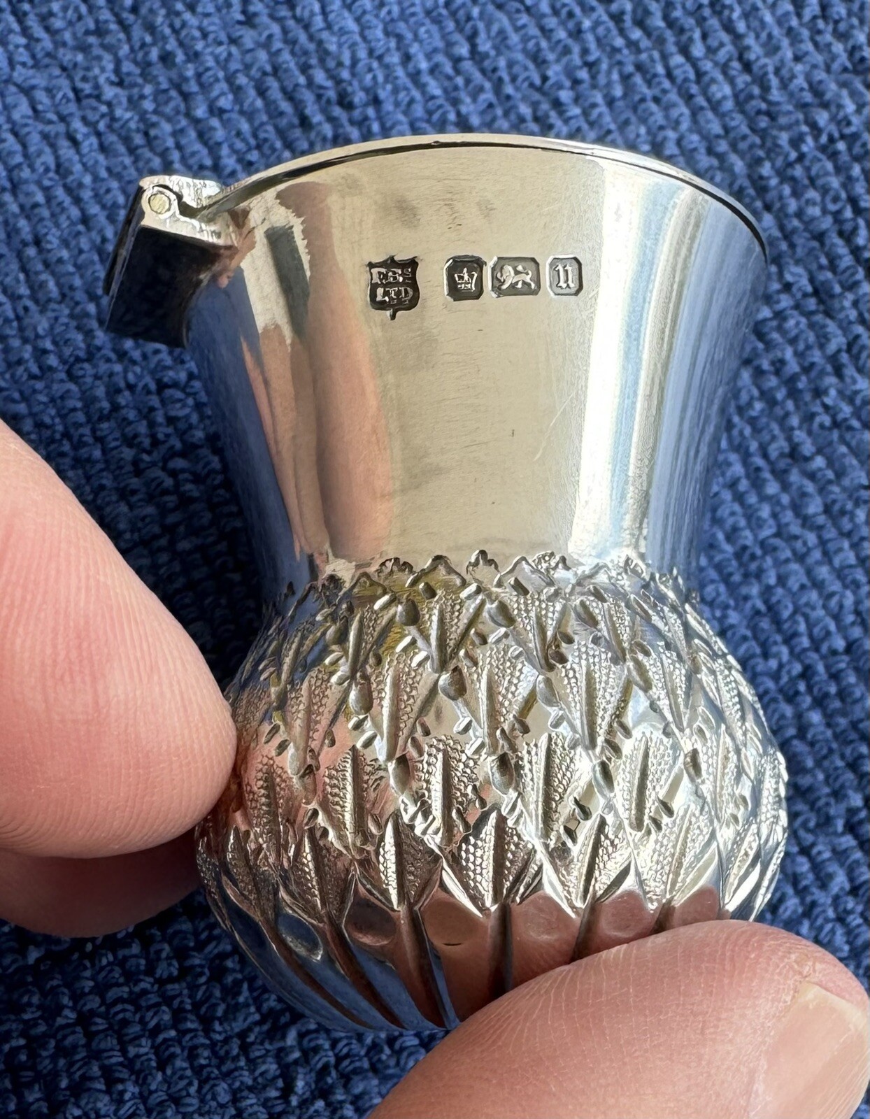 82 Grams Sterling Silver 1912 Scottish Thistle Cruet English Sheffield Fenton