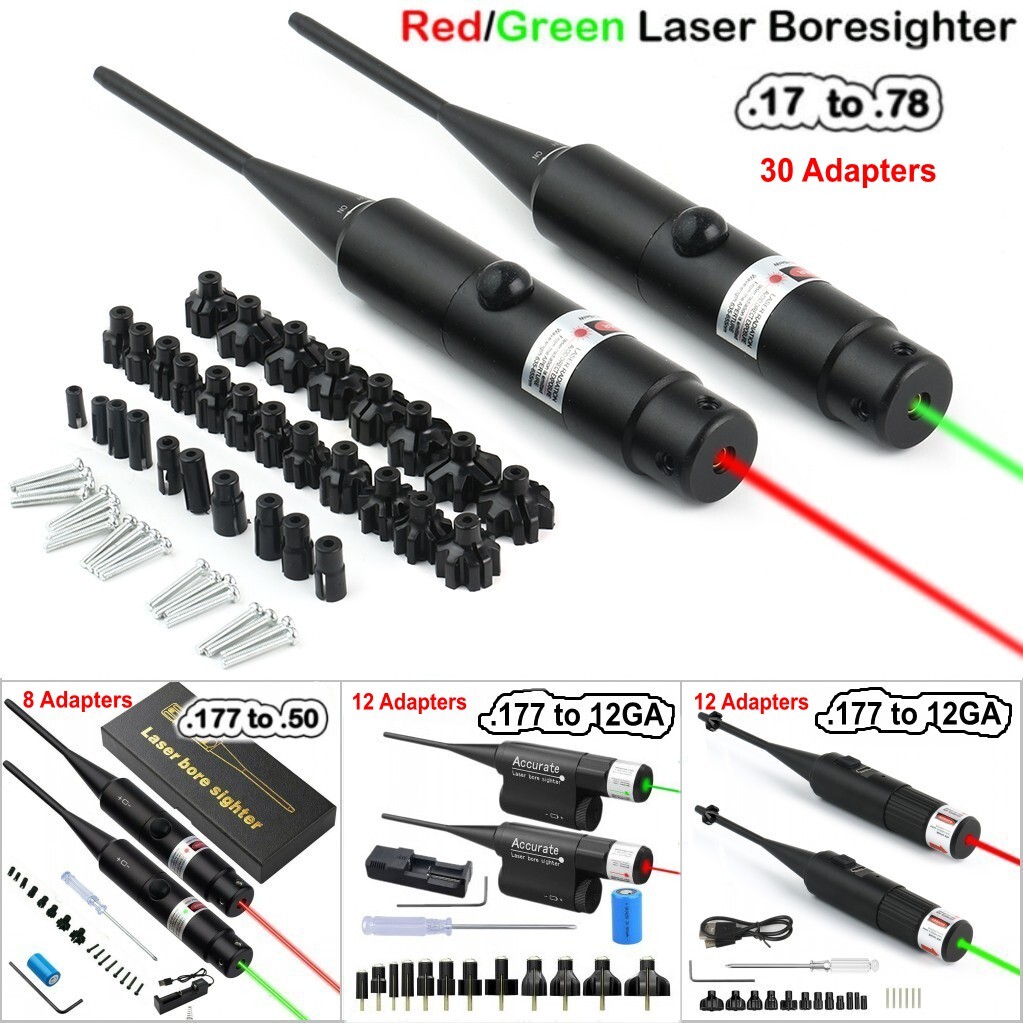 .177 to .78 /.50/12GA Caliber Green Red Laser Bore Sighter for Rifles Handguns